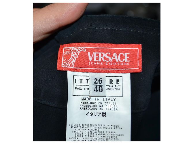 Versace Jeans Couture Gonna Mini in Cotone Nera con Borchie - vista 5