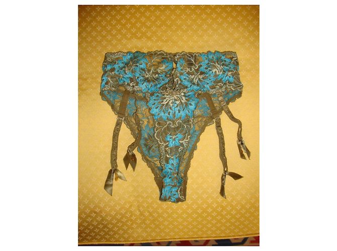 Autre Marque Aubade Cueca de Renda Turquesa e Cáqui - vista 2