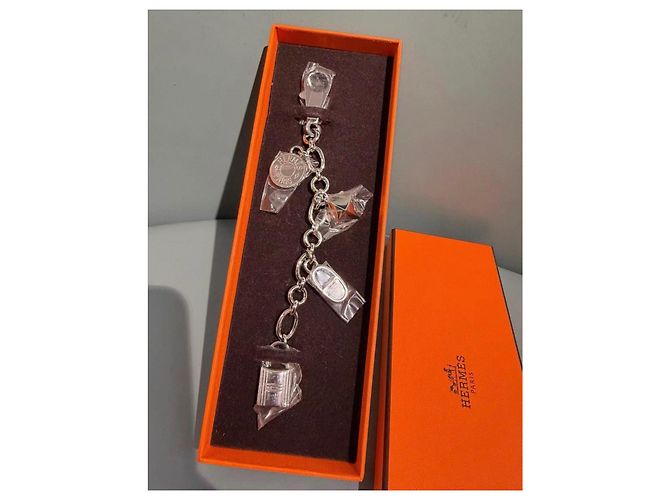 Hermès Olga Charm per borsa in metallo argentato - vista 10