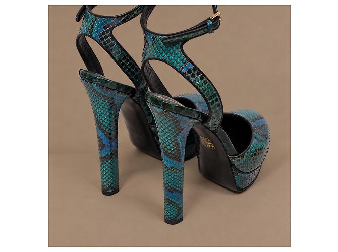 Gucci Escarpins Plateforme Python Bleu Sarcelle - vue 10