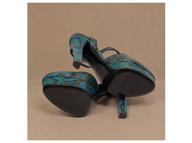Gucci Escarpins Plateforme Python Bleu Sarcelle - vue 11
