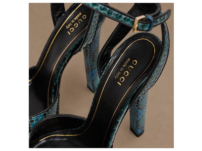 Gucci Escarpins Plateforme Python Bleu Sarcelle - vue 13