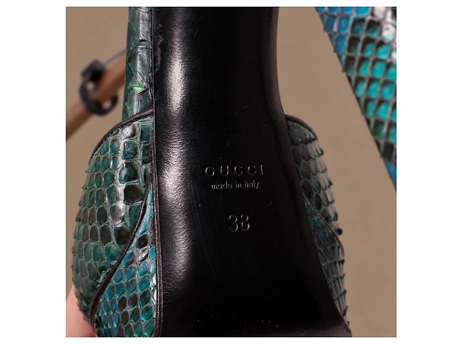 Gucci Escarpins Plateforme Python Bleu Sarcelle - vue 16