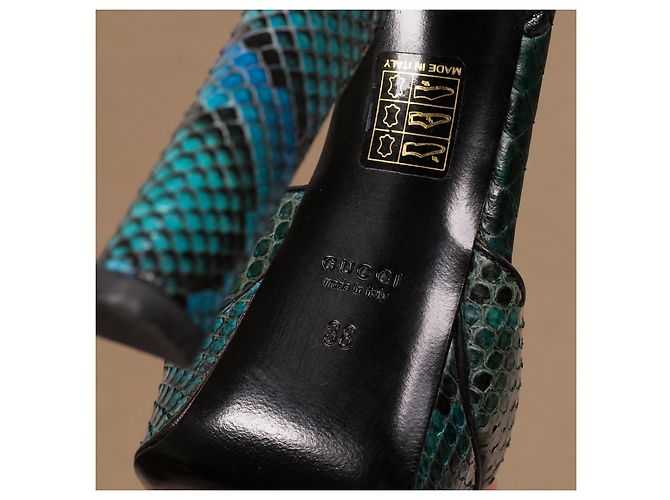 Gucci Escarpins Plateforme Python Bleu Sarcelle - vue 18