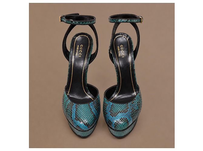 Gucci Escarpins Plateforme Python Bleu Sarcelle - vue 3