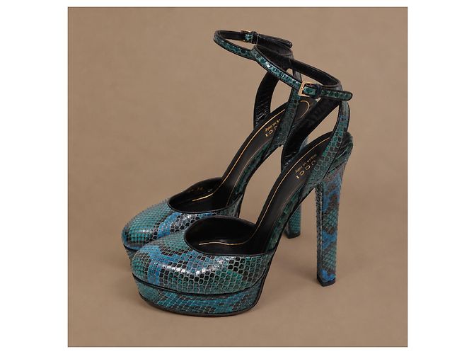 Gucci Escarpins Plateforme Python Bleu Sarcelle - vue 4