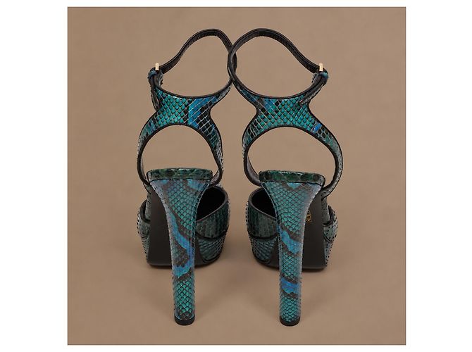 Gucci Escarpins Plateforme Python Bleu Sarcelle - vue 5