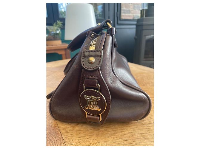 Céline Celine Borsa Triomphe in Pelle Marrone - vista 2