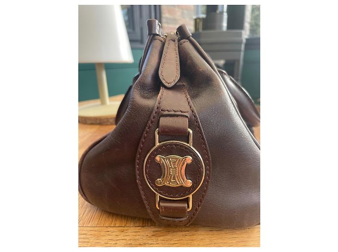 Céline Celine Borsa Triomphe in Pelle Marrone - vista 3