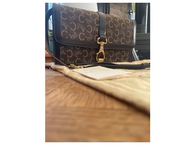 Céline CELINE Borsa a tracolla Monogram in Pelle Marrone - vista 3