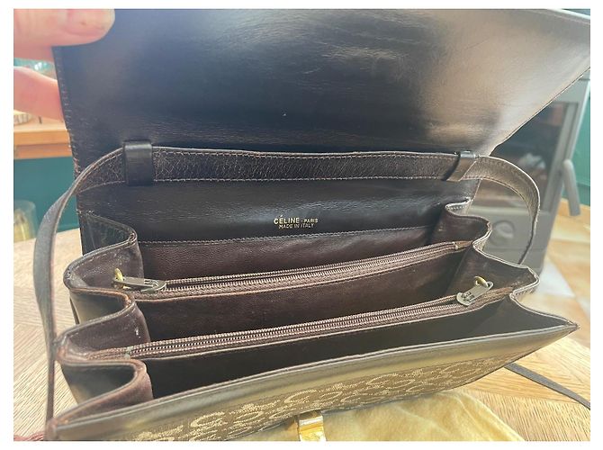Céline CELINE Borsa a tracolla Monogram in Pelle Marrone - vista 4