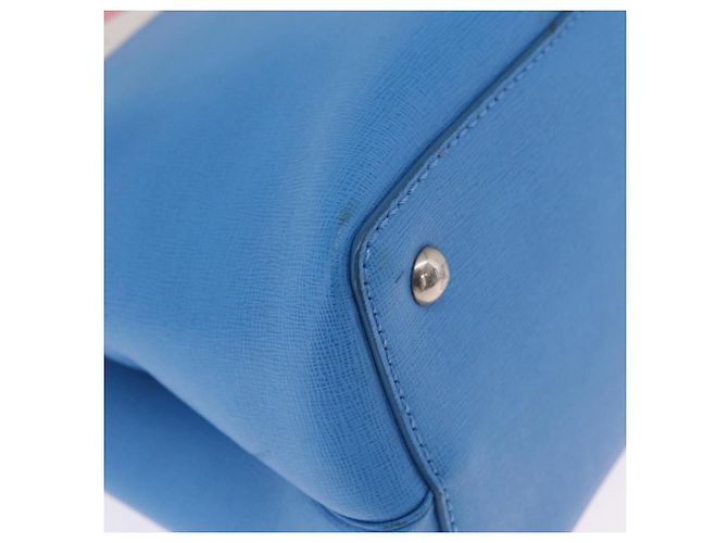FENDI Petite 2Jours Hand Bag Leather 2way Blue Silver 8BH253 Auth 210420 - Jerrillo - vista 10