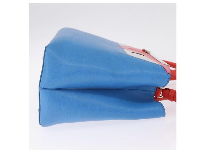 FENDI Petite 2Jours Hand Bag Leather 2way Blue Silver 8BH253 Auth 210420 - Jerrillo - vista 3