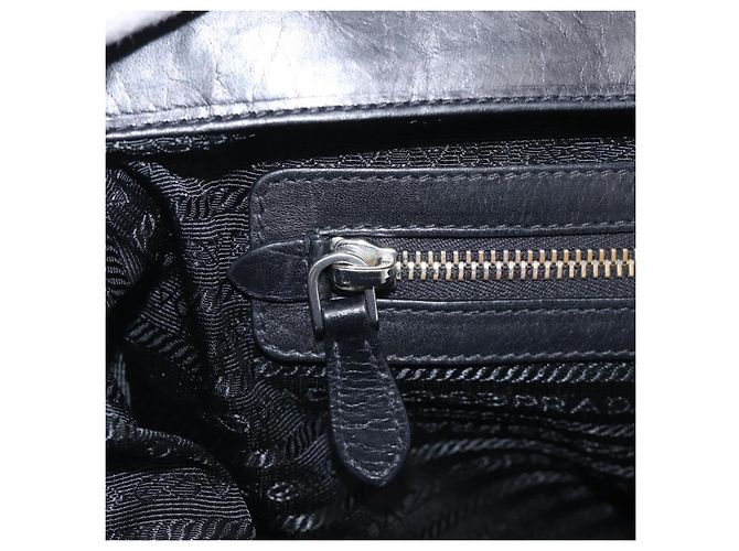 PRADA Vitellolux Tote Bag Leder Schwarz Silber Auth 211512A - Jerrillo - Ansicht 20