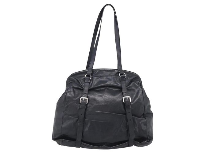 PRADA Vitellolux Tote Bag Leder Schwarz Silber Auth 211512A - Jerrillo - Ansicht 3