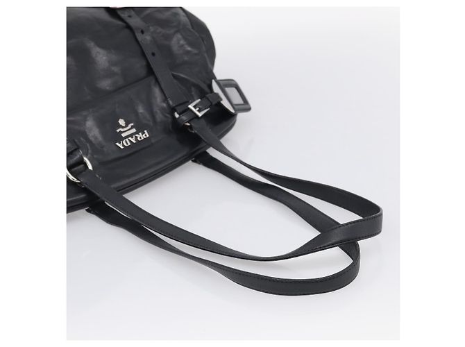 PRADA Vitellolux Tote Bag Leder Schwarz Silber Auth 211512A - Jerrillo - Ansicht 7