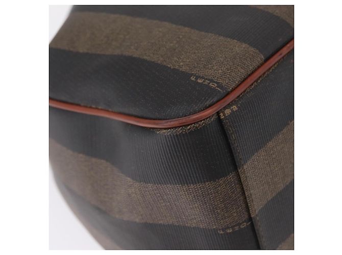 FENDI Pequin Canvas Shoulder Bag PVC Black Brown Auth 212097 - Jerrillo - vista 17