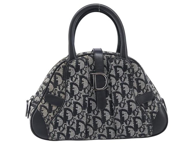 Christian Dior Trotter Canvas Double Saddle Hand Bag Black Silver Auth ka6987V - Jerrillo - vue 2