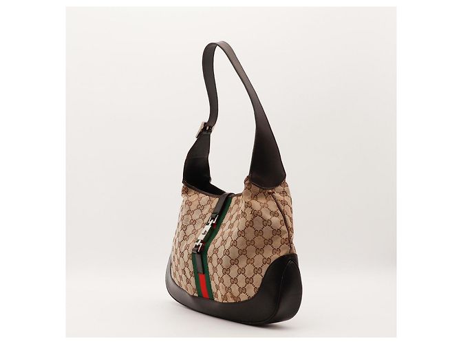 Borsa Hobo Gucci Monogram Canvas Pelle Brown - vista 2