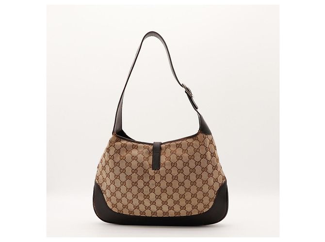 Borsa Hobo Gucci Monogram Canvas Pelle Brown - vista 3