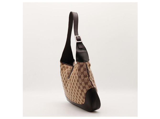 Borsa Hobo Gucci Monogram Canvas Pelle Brown - vista 4