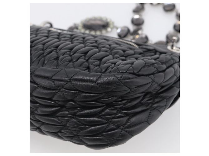 Miu Miu Matelasse Chain Shoulder Bag Leather Black Silver Auth ka6947V - Jerrillo - vista 18