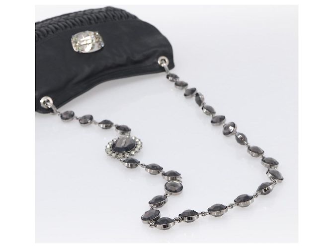 Miu Miu Matelasse Chain Shoulder Bag Leather Black Silver Auth ka6947V - Jerrillo - vista 7