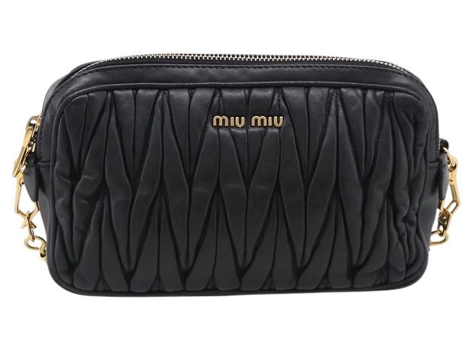 Miu Miu Matelasse Shoulder Bag Leather 2way Black Gold Auth 213449A - Jerrillo - vista 13