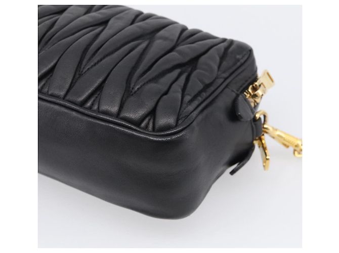Miu Miu Matelasse Shoulder Bag Leather 2way Black Gold Auth 213449A - Jerrillo - vista 16