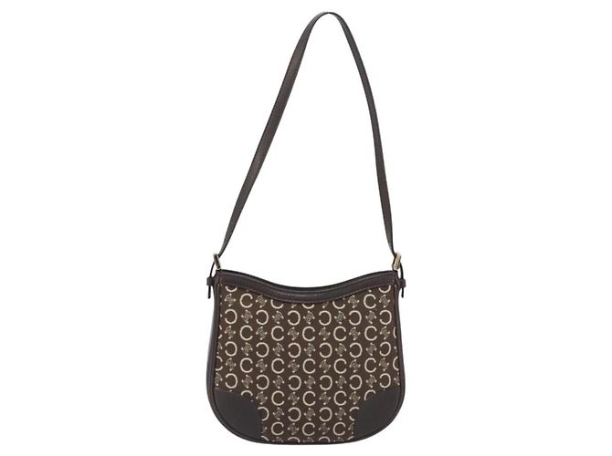 Céline CELINE C Macadam Canvas Shoulder Bag Brown Gold Auth 213339A - Jerrillo - vista 2