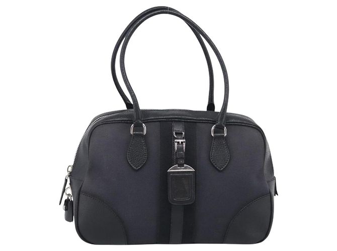 PRADA Handtasche Canvas Schwarz Silber Auth ep17002 - Jerrillo - Ansicht 2