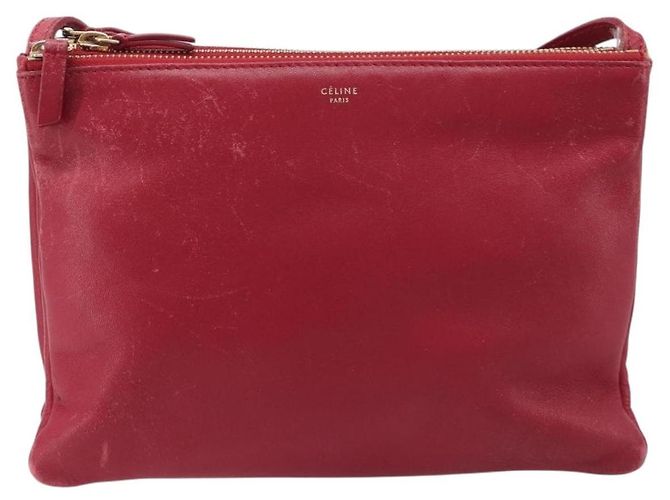 Céline CELINE Trio Shoulder Bag Leather Red Gold Tone Auth ep17054 - Jerrillo - vista 13