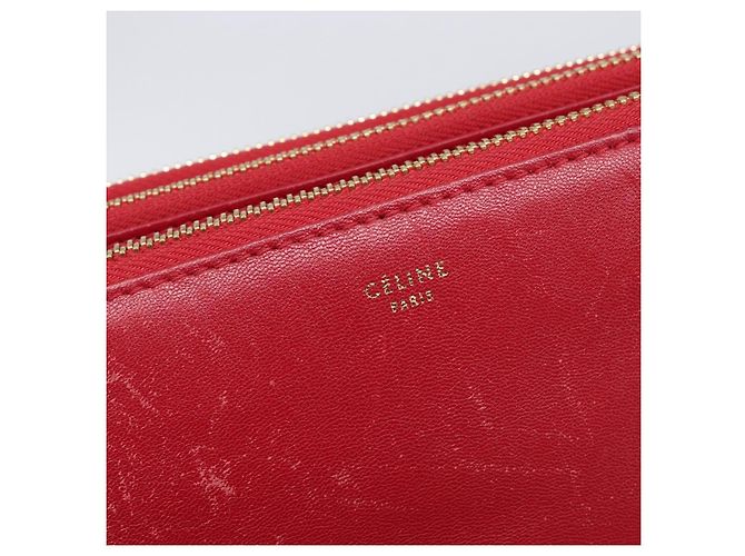 Céline CELINE Trio Shoulder Bag Leather Red Gold Tone Auth ep17054 - Jerrillo - vista 18