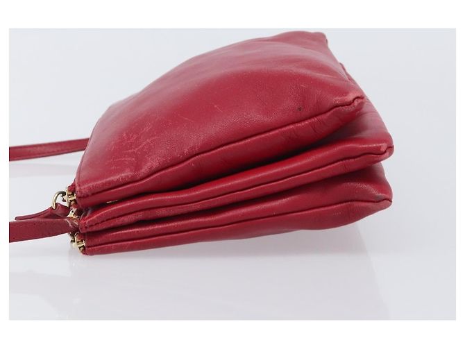 Céline CELINE Trio Shoulder Bag Leather Red Gold Tone Auth ep17054 - Jerrillo - vista 4