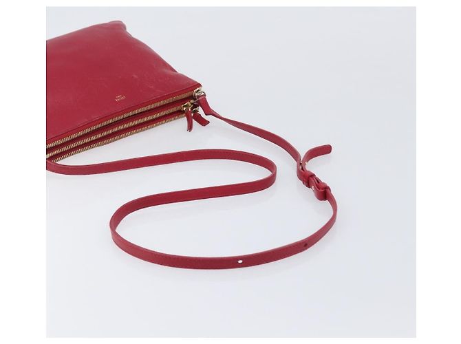 Céline CELINE Trio Shoulder Bag Leather Red Gold Tone Auth ep17054 - Jerrillo - vista 7