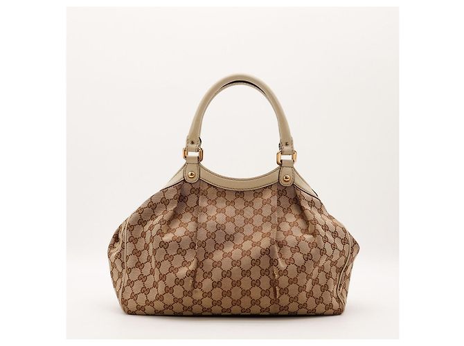 Borsa a tracolla Gucci Monogram Canvas Beige - vista 3