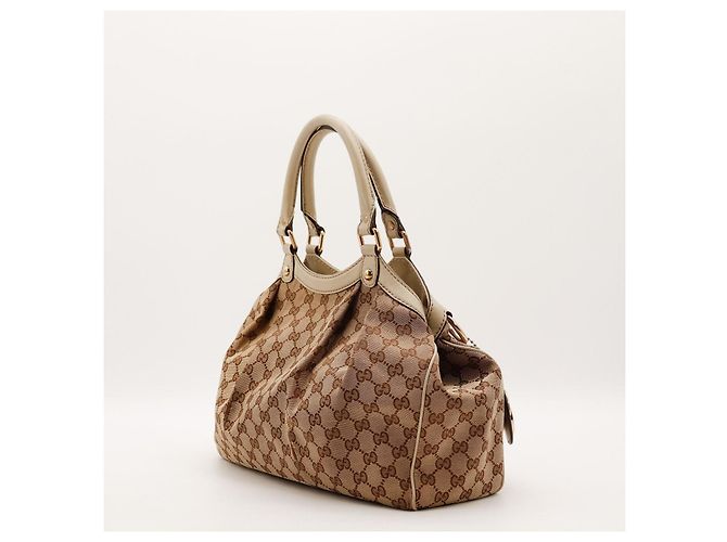 Borsa a tracolla Gucci Monogram Canvas Beige - vista 4