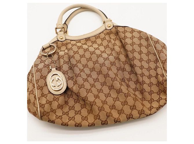 Borsa a tracolla Gucci Monogram Canvas Beige - vista 6