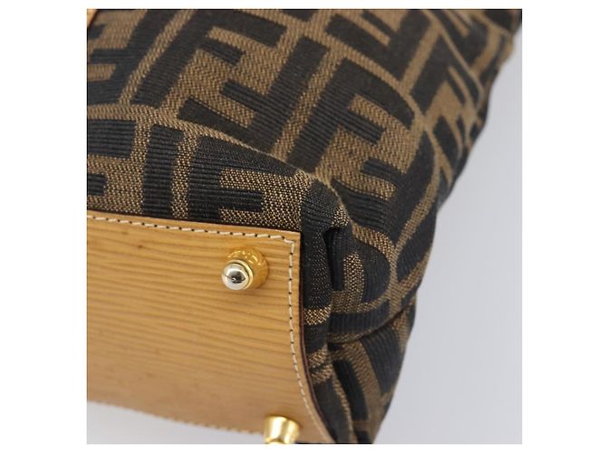 FENDI Zucca Canvas Hand Bag Black Brown Auth 210844A - Jerrillo - vista 11