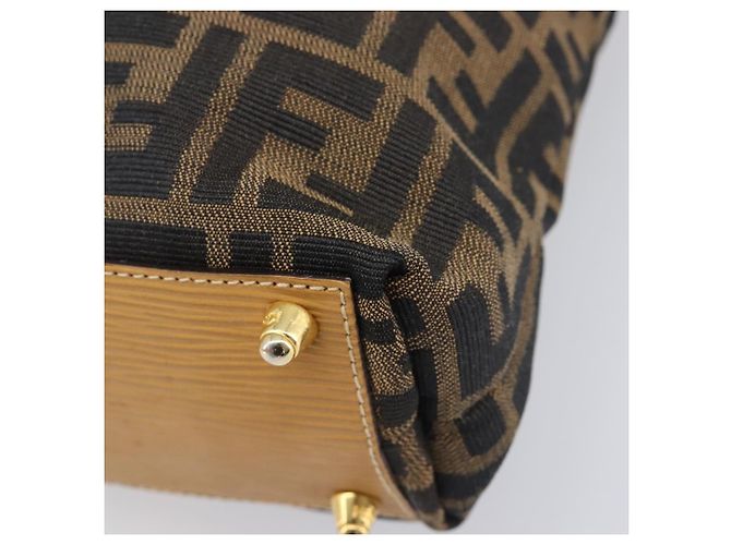FENDI Zucca Canvas Hand Bag Black Brown Auth 210844A - Jerrillo - vista 13