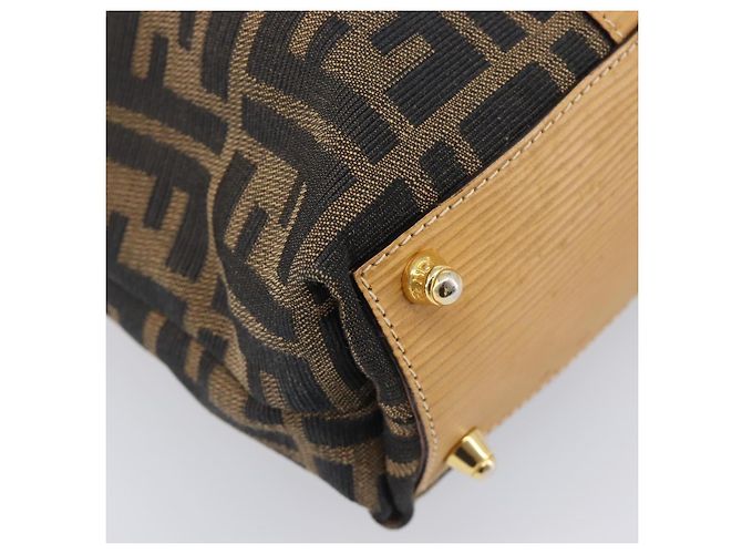 FENDI Zucca Canvas Hand Bag Black Brown Auth 210844A - Jerrillo - vista 14