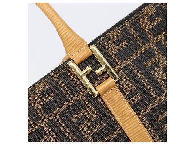 FENDI Zucca Canvas Hand Bag Black Brown Auth 210844A - Jerrillo - vista 16