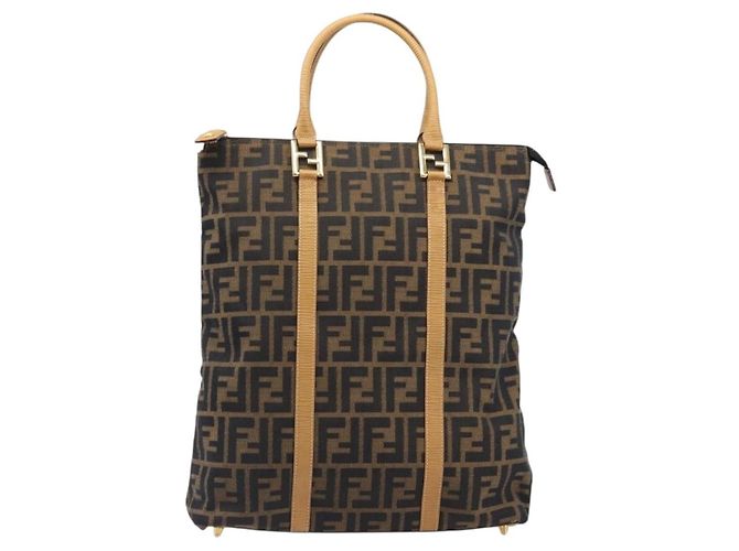 FENDI Zucca Canvas Hand Bag Black Brown Auth 210844A - Jerrillo - vista 2