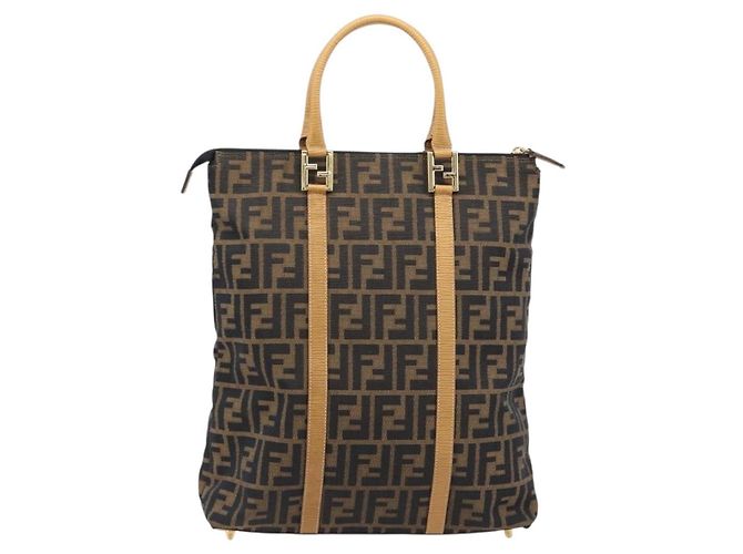 FENDI Zucca Canvas Hand Bag Black Brown Auth 210844A - Jerrillo - vista 3