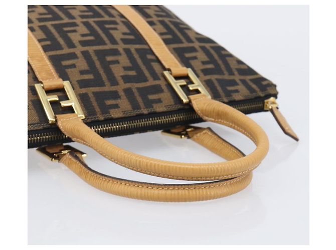 FENDI Zucca Canvas Hand Bag Black Brown Auth 210844A - Jerrillo - vista 7