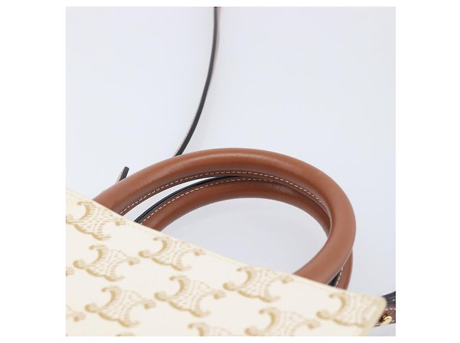 Céline CELINE Triomphe Mini Vertical Cabas Handtasche PVC 2way Ivory Gold Auth 211067V - Jerrillo - Ansicht 14