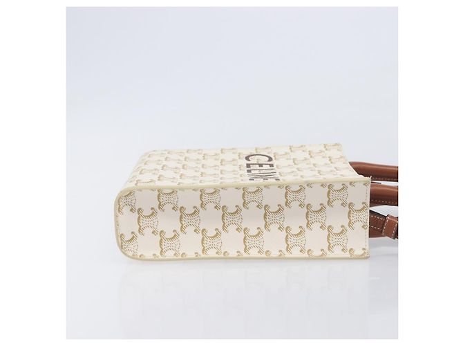 Céline CELINE Triomphe Mini Vertical Cabas Handtasche PVC 2way Ivory Gold Auth 211067V - Jerrillo - Ansicht 3