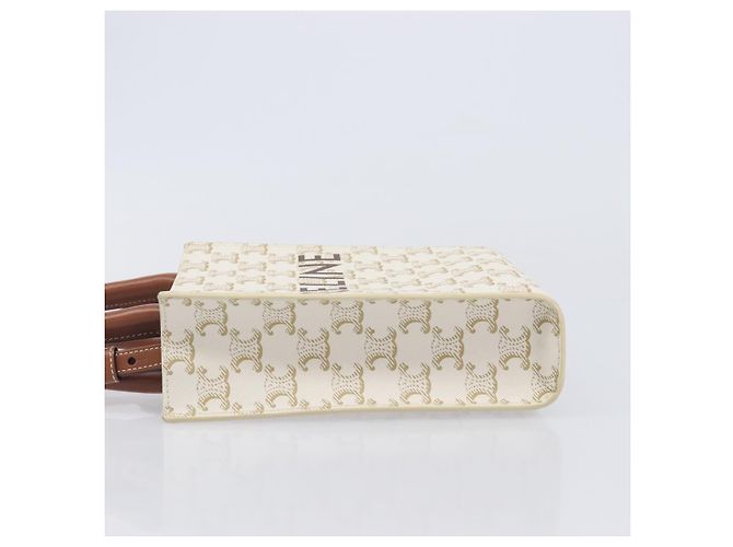 Céline CELINE Triomphe Mini Vertical Cabas Handtasche PVC 2way Ivory Gold Auth 211067V - Jerrillo - Ansicht 4