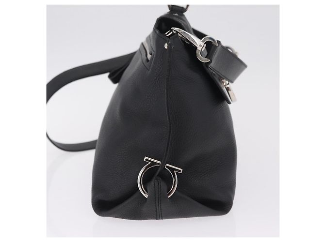 Salvatore Ferragamo Sofia Gancini Bag Leather 2way Black Silver Auth 210322V - Jerrillo - vue 5