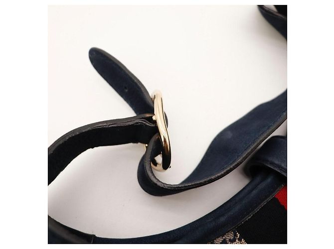 Borsa Hobo Gucci GG Canvas Pelle Navy Red - vista 10